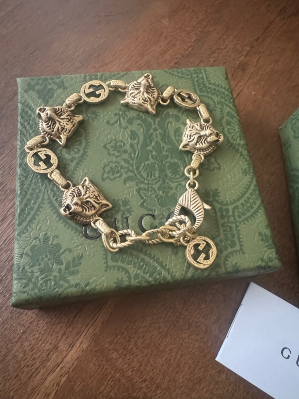 Gucci Gold-Tone Feline Link Bracelet